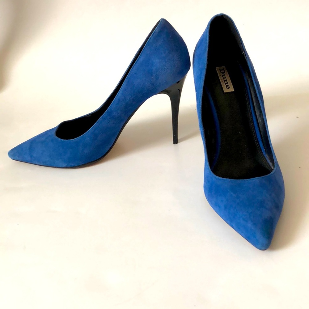 Dune London 41 Blue Suede High heel shoe black heel Excellent Condition